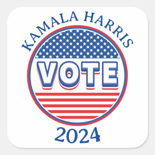 スターとストライプ投票USA – 選挙 スクエアシール (正面)