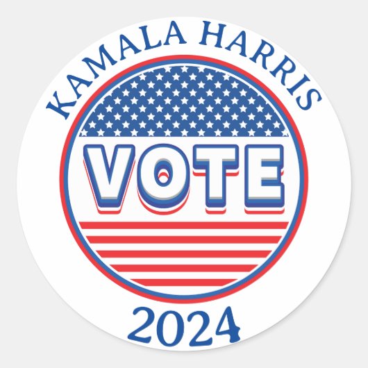 スターとストライプ投票USA – 選挙 ラウンドシール (正面)
