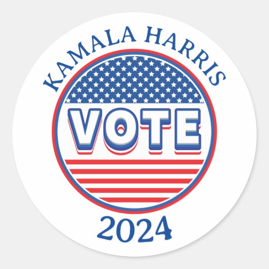 スターとストライプ投票USA – 選挙 ラウンドシール (正面)