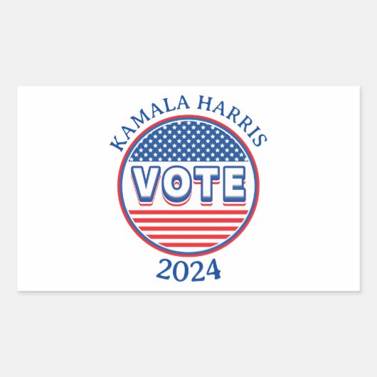 スターとストライプ投票USA – 選挙 長方形シール (正面)