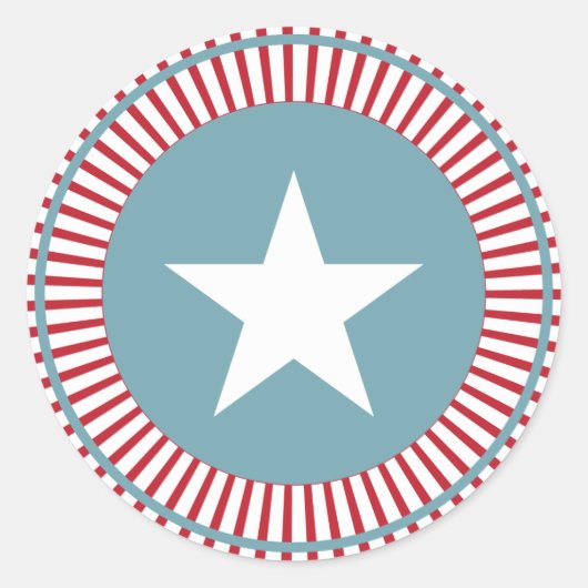 スターとストライプ7月4日ステッカー ラウンドシール (正面)