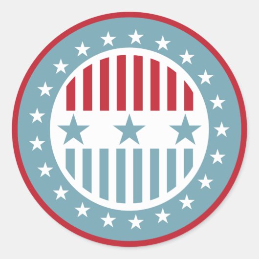 スターとストライプ7月4日ステッカー ラウンドシール (正面)