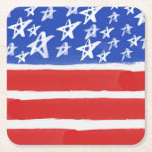 スターとストライプ、愛国的、7月4日 スクエアペーパーコースター (正面)