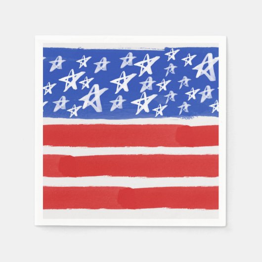 スターとストライプ、愛国的、7月4日 スタンダードカクテルナプキン (正面)