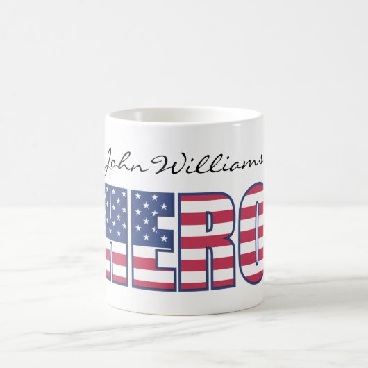 スターとストライプUSAアメリカのヒーロー追加の名前 コーヒーマグカップ (中央)