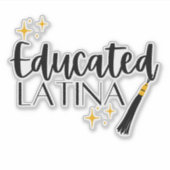 スターとタッセルステッカー付きの教育ラテンアメリカ系女性 シール (正面)