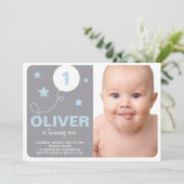 スターとバルーンフォト誕生日パーティーへの招待 招待状 (スタンド正面)