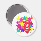 スターとバルーン2nd誕生日Tシャツとギフト マグネット (正面/裏面)