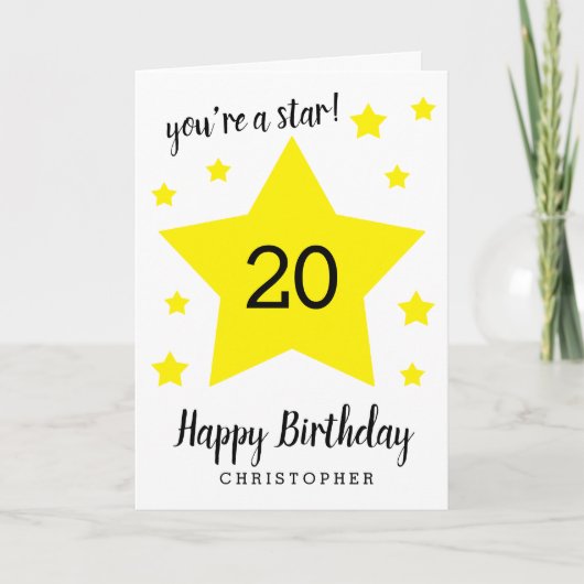 スターのあなたへ 20歳の誕生日 カード (正面)