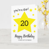 スターのあなたへ 20歳の誕生日 カード (黄色い花)