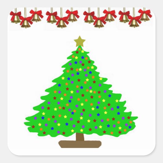 スターのクリスマスツリー スクエアシール (正面)