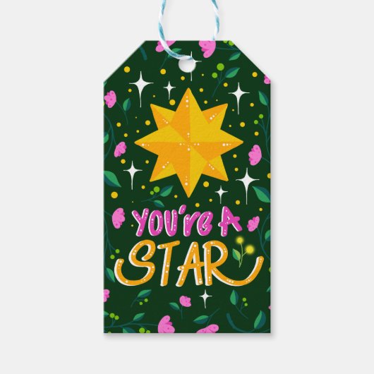 スターのピンク ギフトタグ (正面)