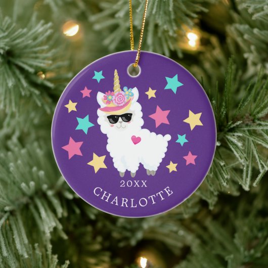 スターのラマユニコーン クリスマス オーナメント (ツリー)