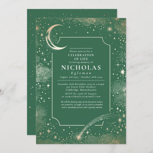 スターの愛する思い出の葬儀追悼サービス 招待状 (正面/裏面)