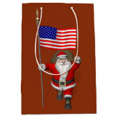 スターの旗とサンタクロース ミディアムペーパーバッグ (正面)