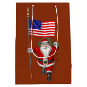 スターの旗とサンタクロース ミディアムペーパーバッグ (裏面)