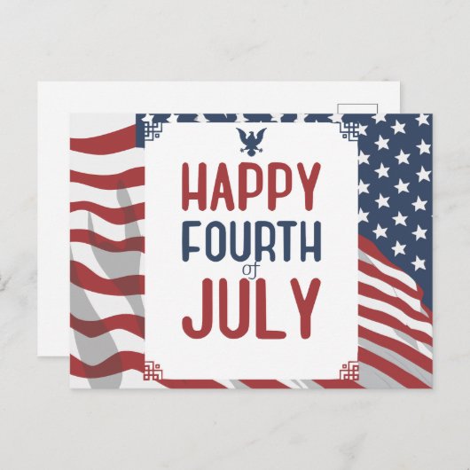 スターの輝く愛国的な挨拶 シーズンポストカード (正面/裏面)