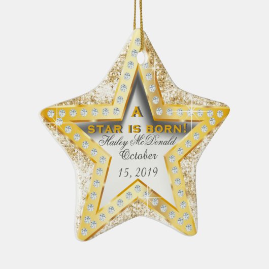 スターは生まれベビーの第1クリスマス セラミックオーナメント (右)