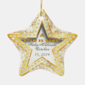 スターは生まれベビーの第1クリスマス セラミックオーナメント (正面)
