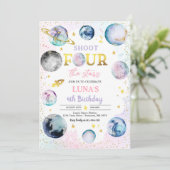 スターを4つ撃て！宇宙4歳誕生日パーティー 招待状 (スタンド正面)