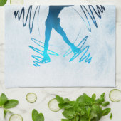 スターアイススケートタオル翼グラデーション青 キッチンタオル (折り畳み)