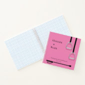 スターアップアイロン&ライディングクロップピンクスクウェア乗馬選手 ノートブック (内部)