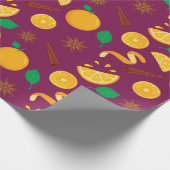 スターアニス、シナモン、オレンジのシームレス秋 ラッピングペーパー (角)