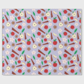 スターアニス、シナモン、リンゴ、フラワーシームレス秋 ラッピングペーパー (フラット)