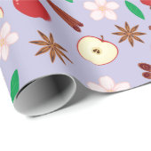 スターアニス、シナモン、リンゴ、フラワーシームレス秋 ラッピングペーパー (ロールコーナー)