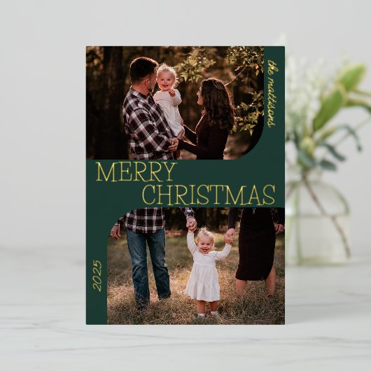 スターアーチフォイルクリスマスカード 箔招待状 (立ち正面)