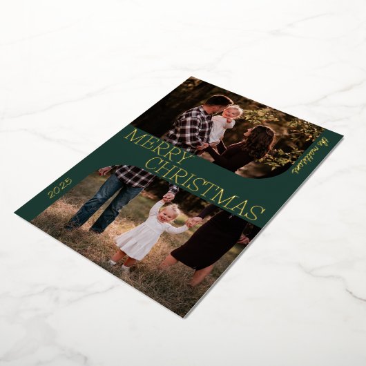 スターアーチフォイルクリスマスカード 箔招待状 (回転した状態)