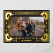 スターアールデコフォトハッピーホリデーブラック 箔シーズンカード (正面)