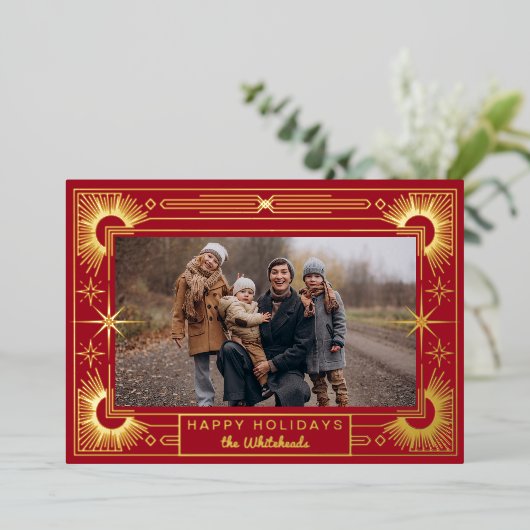 スターアールデコフォトハッピーホリデー 箔シーズンカード (立ち正面)