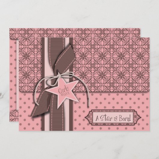 スターイズガールベ生まれビーシャワー招待状 招待状 (正面/裏面)