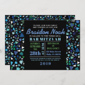 スターウォールバーバルミツワー招待状インブラック 招待状 (正面/裏面)