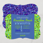 スターウォールバーバルミツワー招待状ライムグリーン 招待状 (正面/裏面)