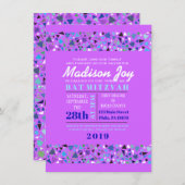 スターウォールバーバルミツワー招待状ラベンダー 招待状 (正面/裏面)