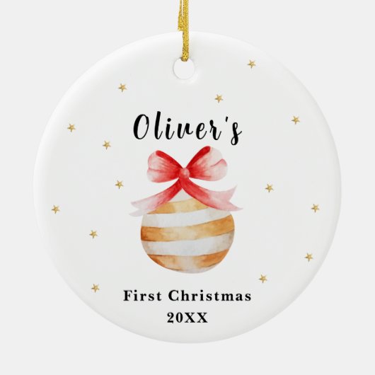 スターエレガントオーナメントベビーのフリストクリスマス セラミックオーナメント (裏面)