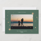 スターエレガントグリーンホワイトクリスマス2枚フォトハッピー シーズンカード (裏面)