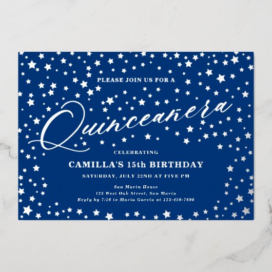 スターエレガントズキンセアニラ15thバースデーパーティー 箔招待状 (正面)