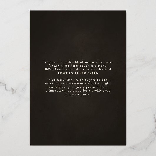 スターエレガントズクリスマスパーティーフォイル招待状 箔招待状 (裏面)