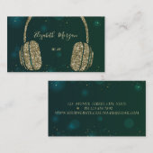 スターエレガントズ緑グリッターヘッドフォンDJ 名刺 (正面/裏面)