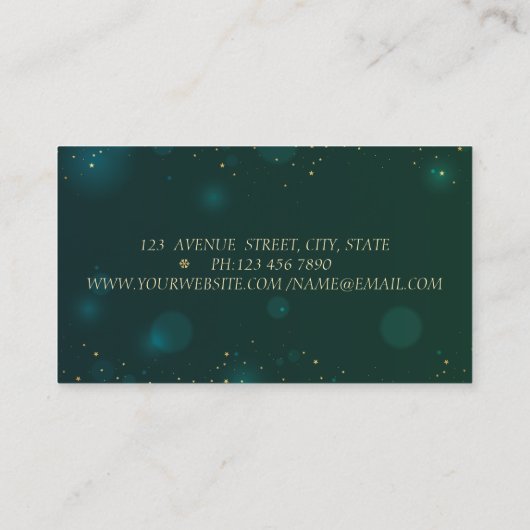 スターエレガントズ緑グリッターヘッドフォンDJ 名刺 (裏面)