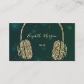 スターエレガントズ緑グリッターヘッドフォンDJ 名刺 (正面)