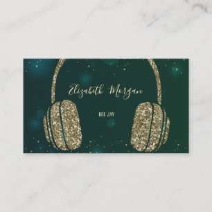 スターエレガントズ緑グリッターヘッドフォンDJ 名刺