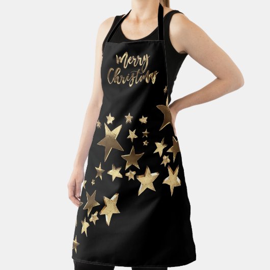 スターエレガントフェイク金ゴールドタイポグラフィメリークリスマス エプロン (インサイチュ)