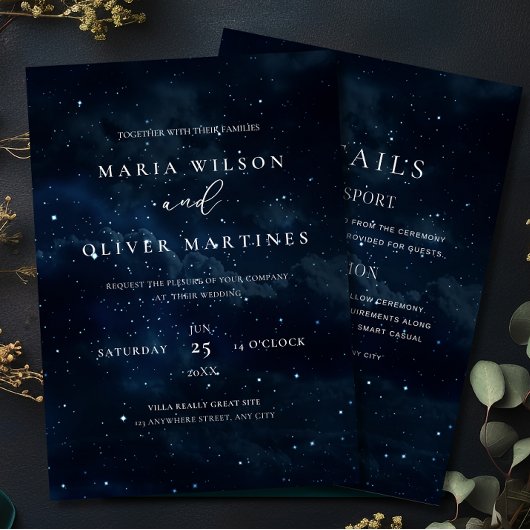 スターエレガントリーナイト結婚式招待状モダン 招待状