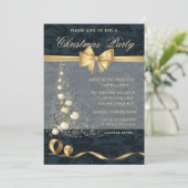 スターエレガント金ゴールドクリスマスツリー弓、クリスマス 招待状 (スタンド正面)