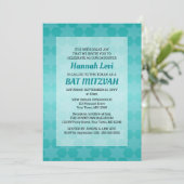 スターオブデイビッドティール(緑がかった色)グラデーションバルミツワー 招待状 (スタンド正面)