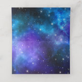 スターオブデイビッドパープルブルーウォーターカラー銀河系折りたたみ プレイスカード (内部開封)